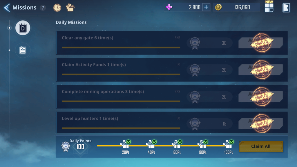 All Daily Missions Complete - Solo Leveling Arise