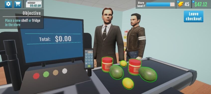 Customers at cashier desk on Supermarket Manager Simulator new game app