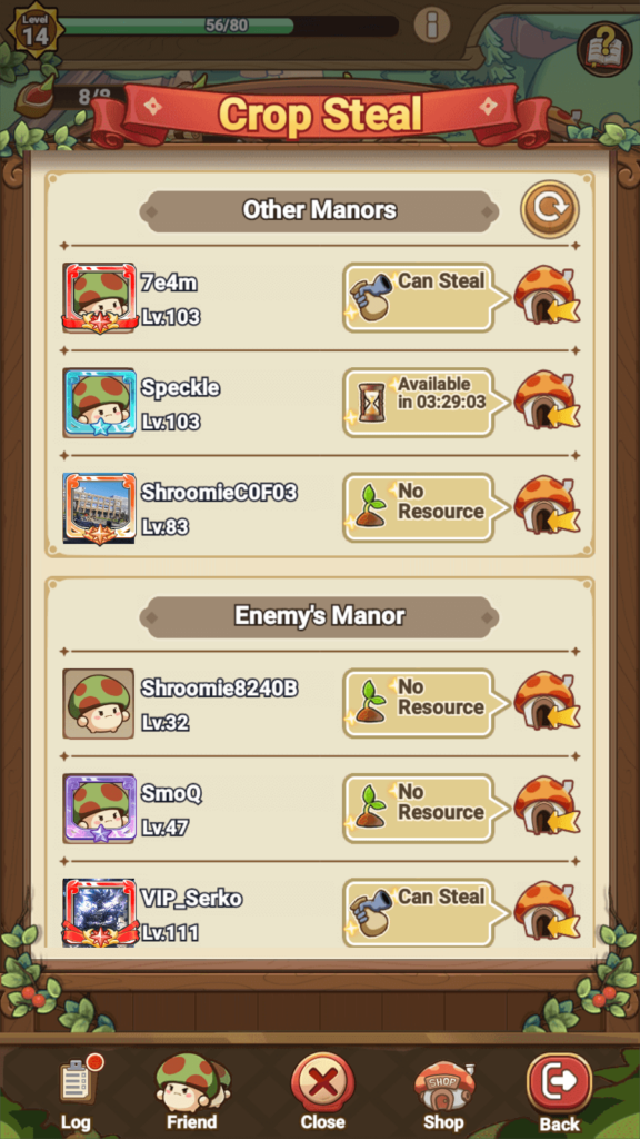 Crop Stealing in the Shroomie Farm in Legend of Mushroom.