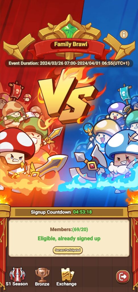 Family Brawl screen in Legend of Mushroom.