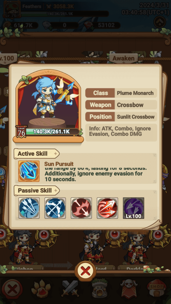 The Plume Monarch's Active Skill in Legend of Mushroom.