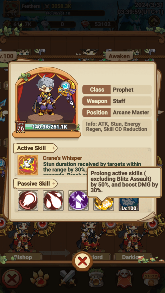The Prophet's Passive Skill 4 (P4) in Legend of Mushroom.