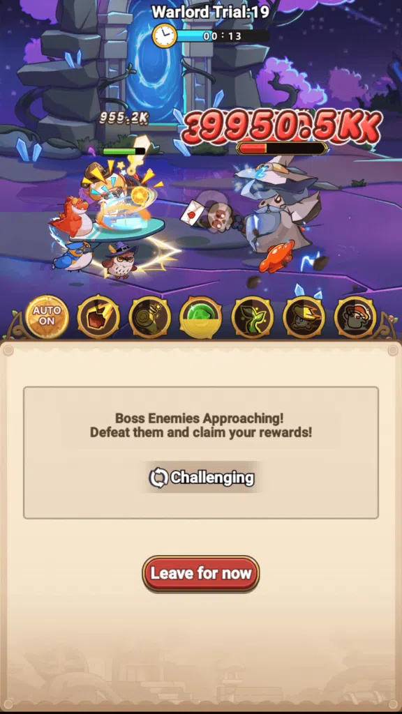 Challenging the Soul Trial's Level 19 Boss in Legend of Mushroom.