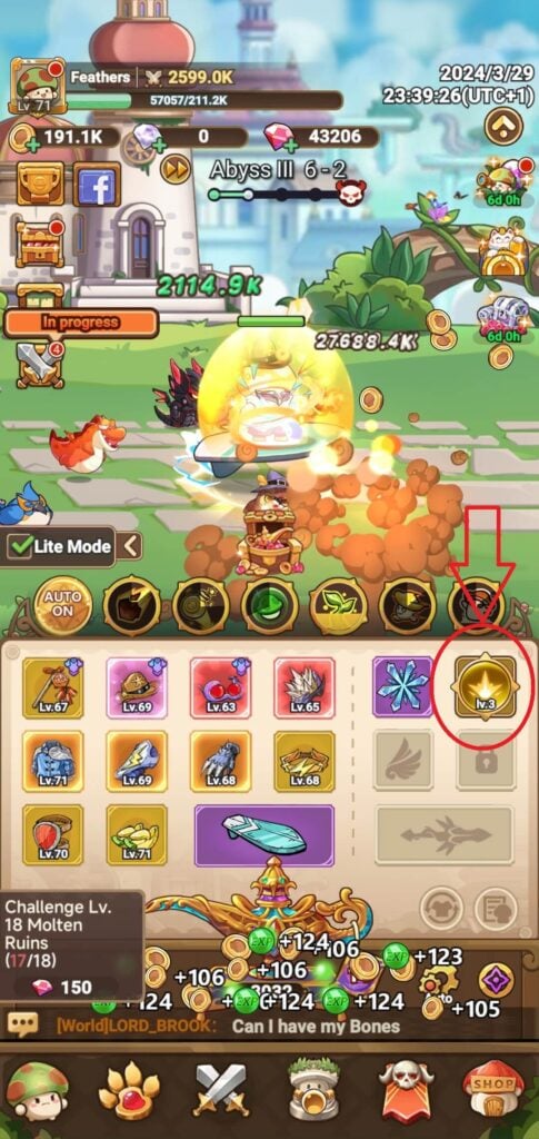 Getting to the Souls screen in Legend of Mushroom.