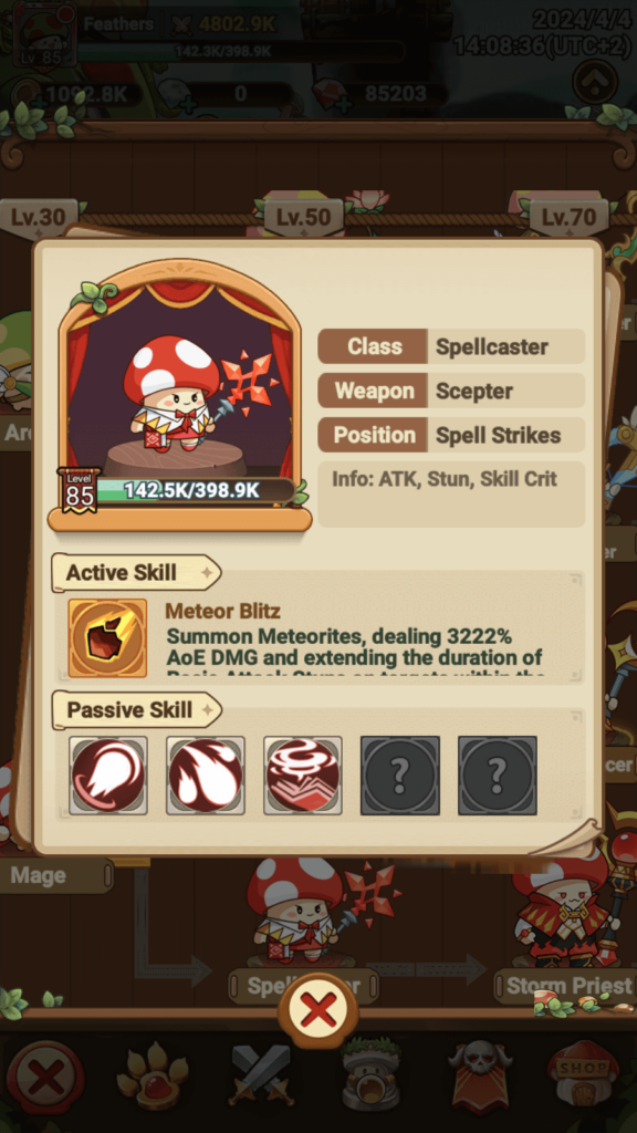 The Spellcaster in Legend of Mushroom.