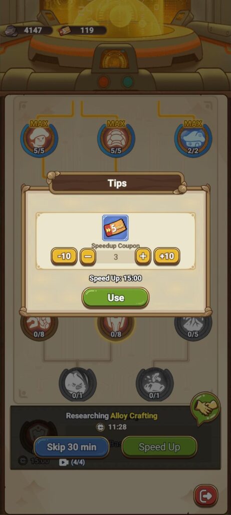 Research speed-ups - Legend of Mushroom