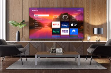 Roku TV on display in a living room