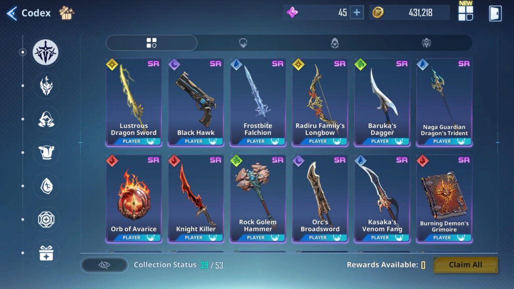 SR Weapons (best weapons) - Solo Leveling Arise