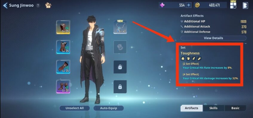 Set effects (best artifacts) - Solo Leveling Arise