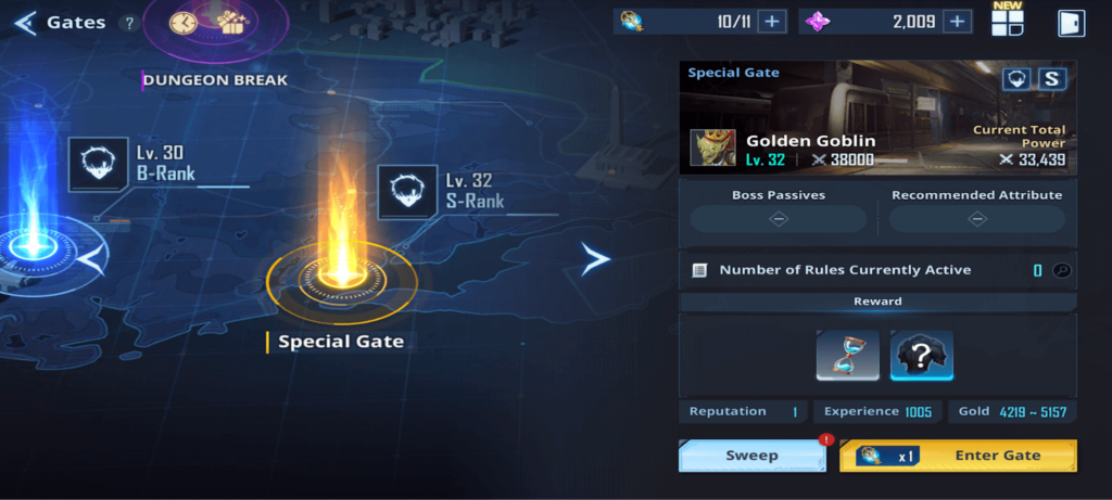 Special Gate description (earn gold) - Solo Leveling Arise