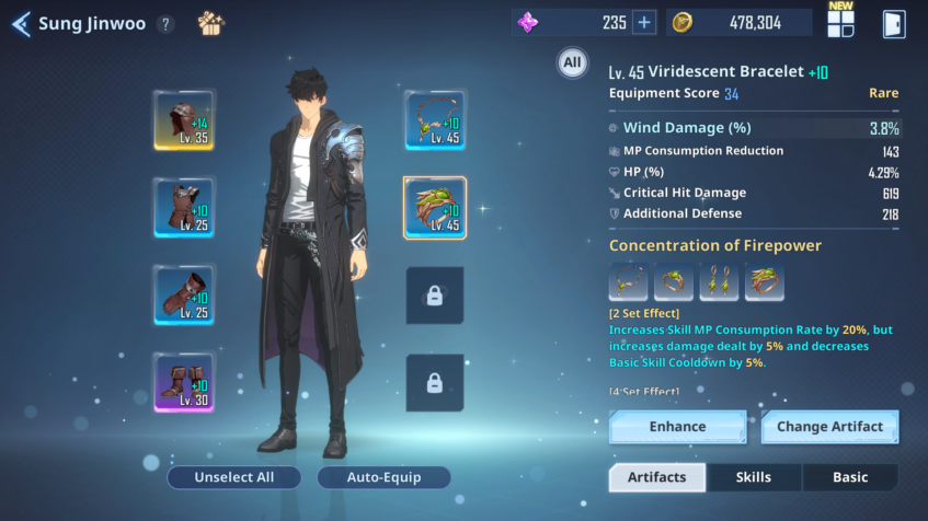 Sung Jinwoo accessory (best Artifacts) - Solo Leveling Arise