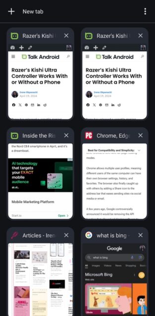 Tab groups on Google Chrome Android app