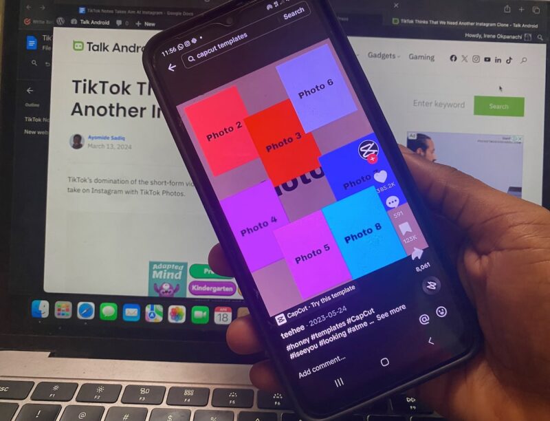 TikTok app open on Android phone