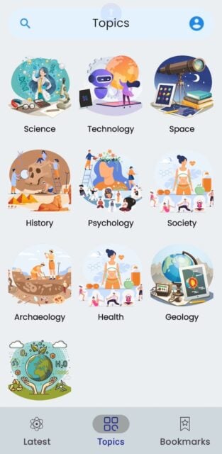 Topics menu on new Neuron app