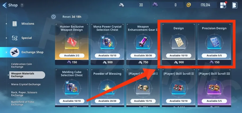 Weapon Materials Exchange (get Weapon Design) - Solo Leveling Arise