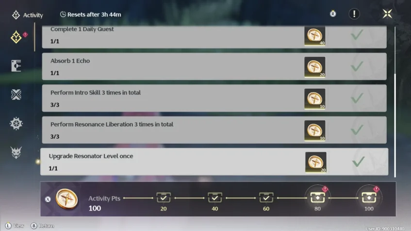 Daily Activity completed - Wuthering Waves