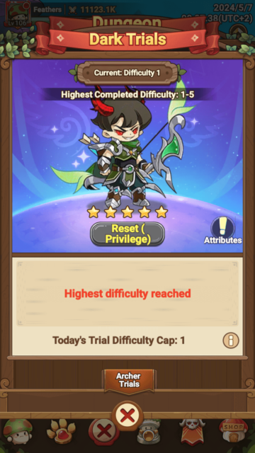 The Dark Trials difficulty 1 in Legend of Mushroom.