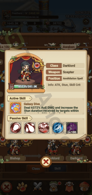Copyrighted image of a female Darklord's overview in Legend of Mushroom.