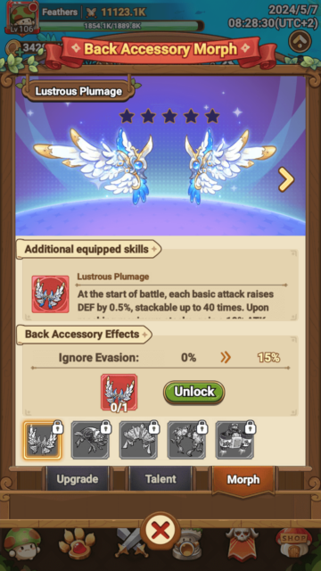 The Lustrous Plumage Back Accessory Morph in Legend of Mushroom.