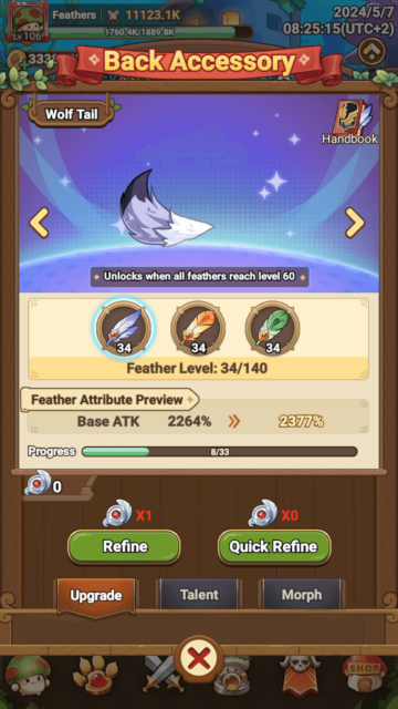 The Wolf Tail Back Accessory in Legend of Mushroom.