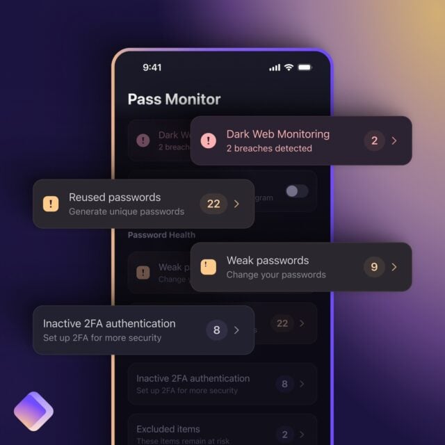 Proton Pass features on phone illustration