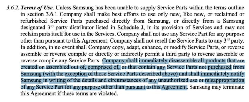 Samsung's Contract With Repair Shops Exposes Sleazy Behavior 7