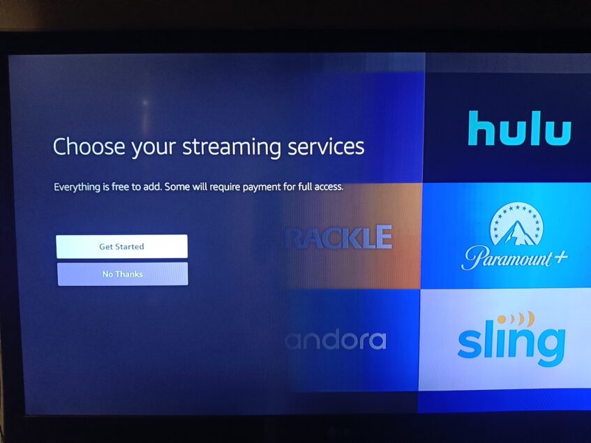 Adding streaming services to Amazon Fire TV Stick during set up