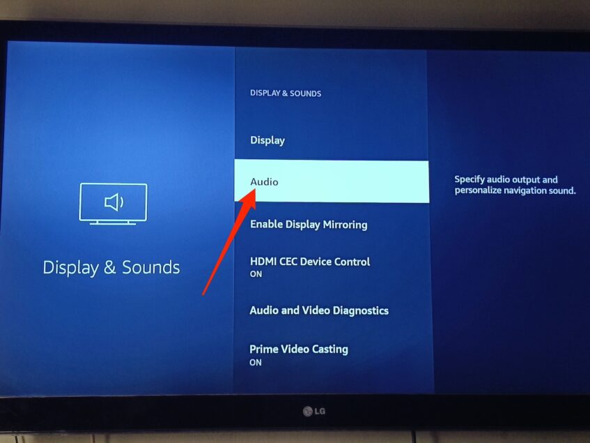 Display and Sounds menu on Amazon Fire TV Stick