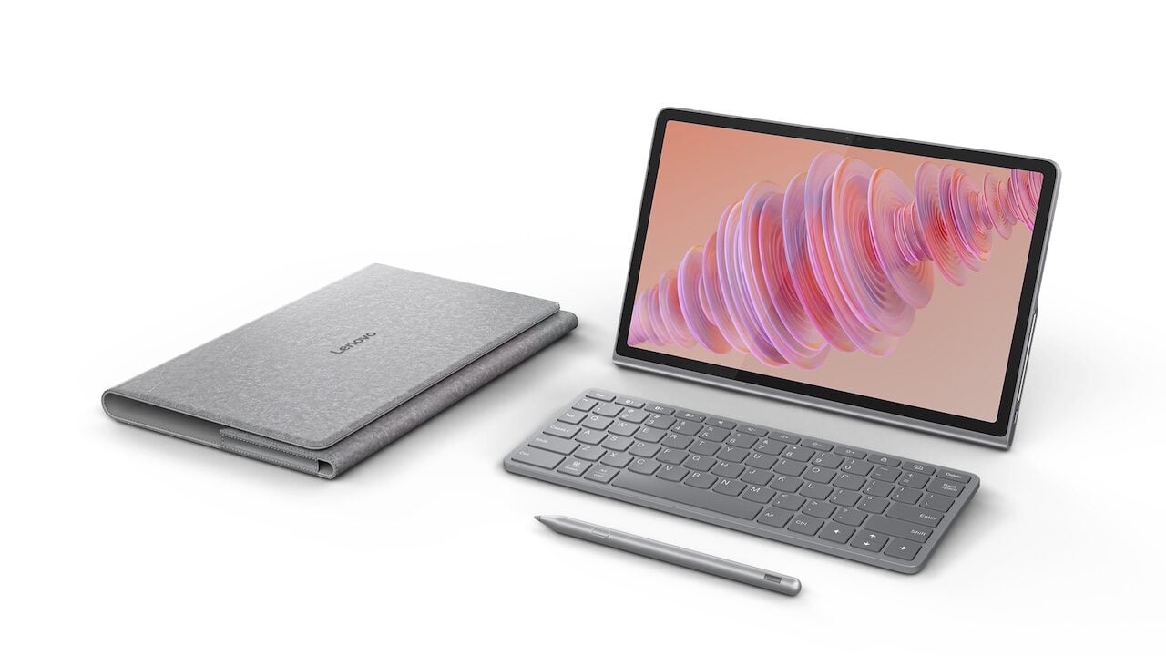 Lenovo Tab Plus with folio case and keyboard and stylus
