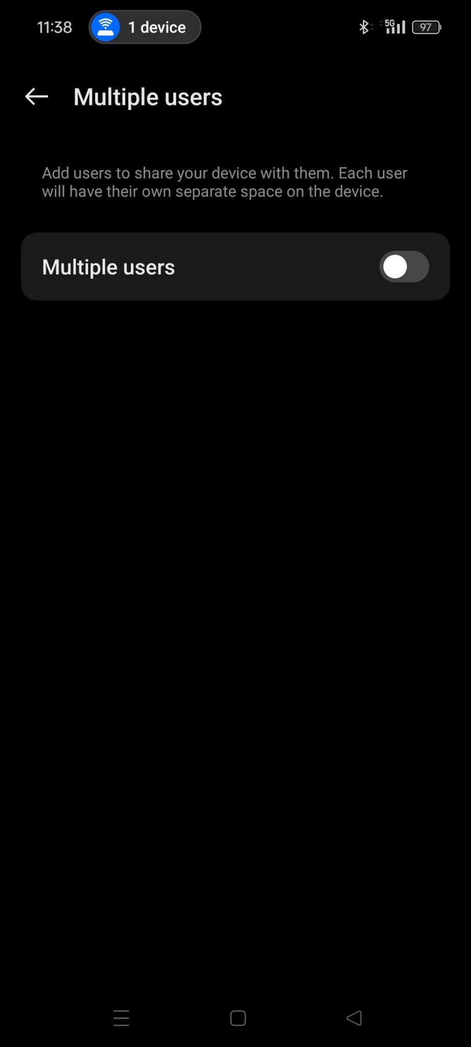 Multiple users menu on Android