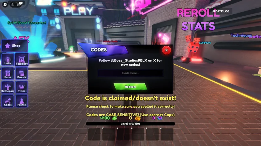 Redeem Anime Last Stand Codes Fail