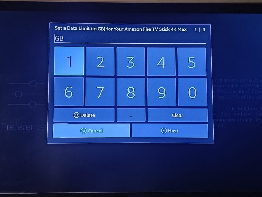 Setting data limit on Amazon Fire TV Stick