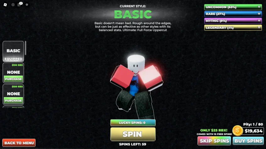 Spins page - Untitled Boxing Game