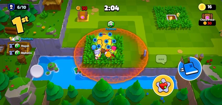A player with 16 Gems during a match in Squad Busters.