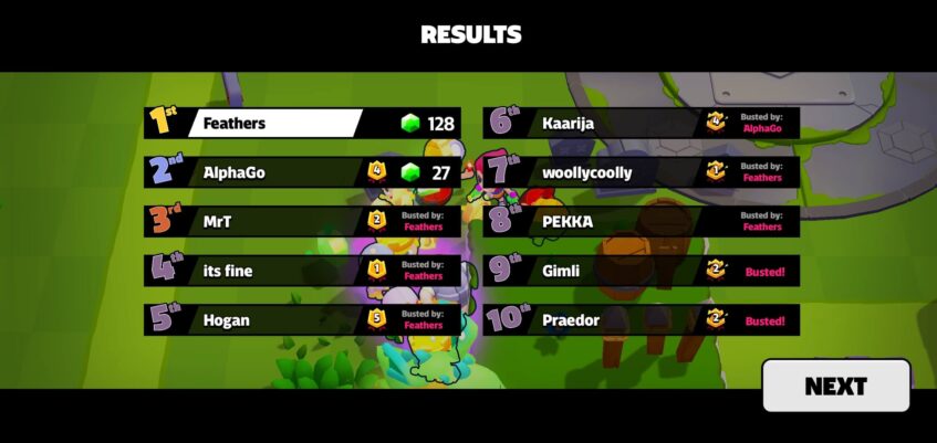 1st-placed finish in Squad Busters.