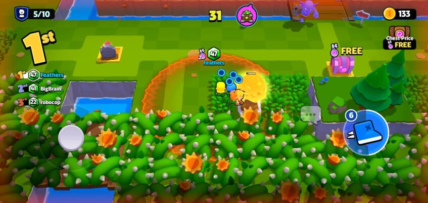 A player with 47 Gems collected during a match in Squad Busters.