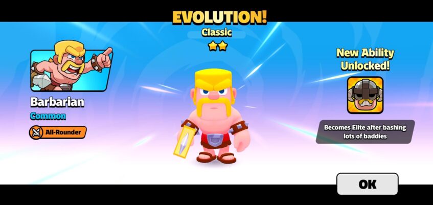 Classic Barbarian evolution in Squad Busters.