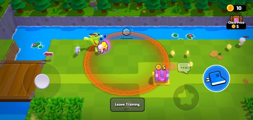 Fighting against a Medium Goblin during Training in Squad Busters.
