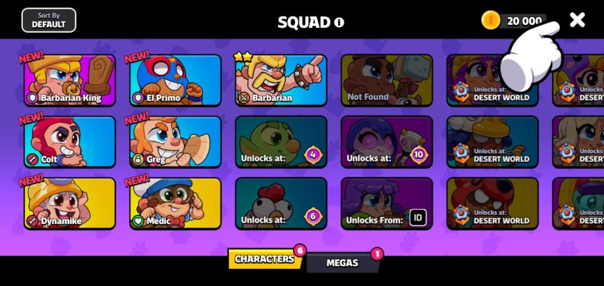Squad Buster's squad-management screen.