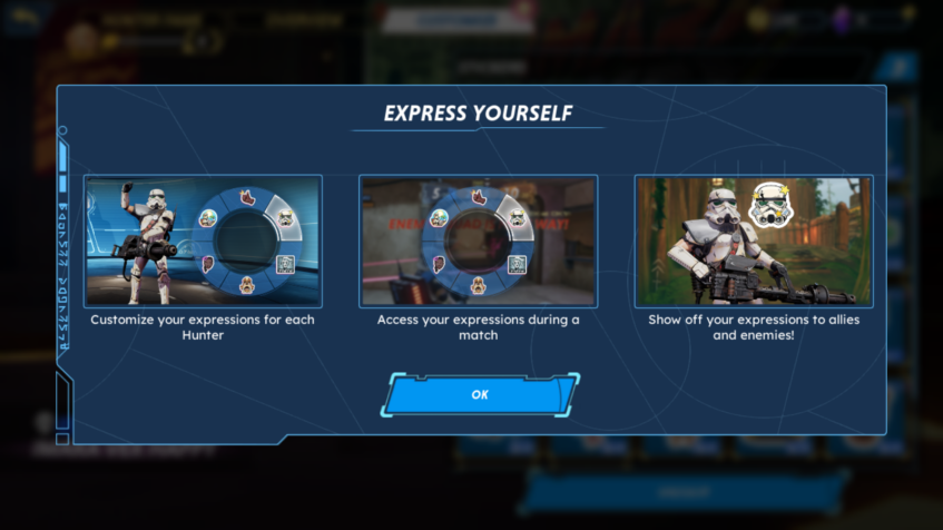 Emotes tutorial in Star Wars: Hunters.