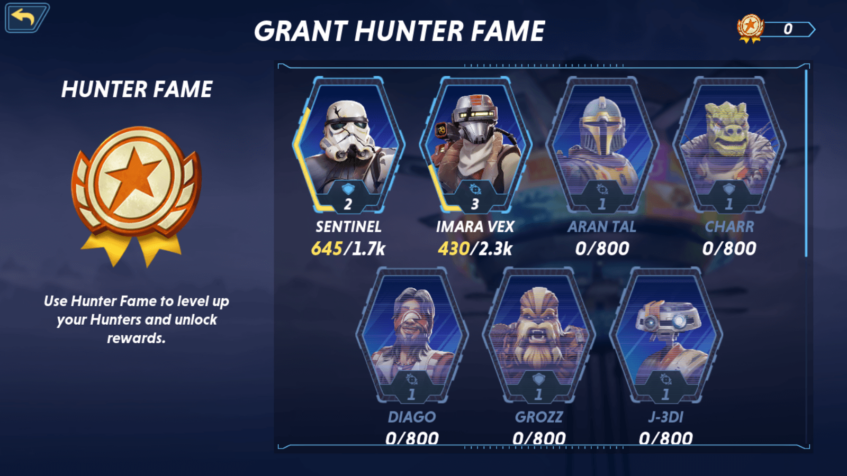 Hunter Fame introduction in Star Wars: Hunters.