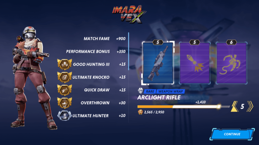 Imara Vex's Hunter Fame progression in Star Wars: Hunters.