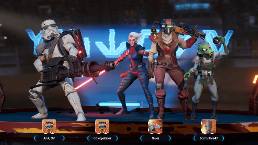 A victory screen in Star Wars: Hunters.