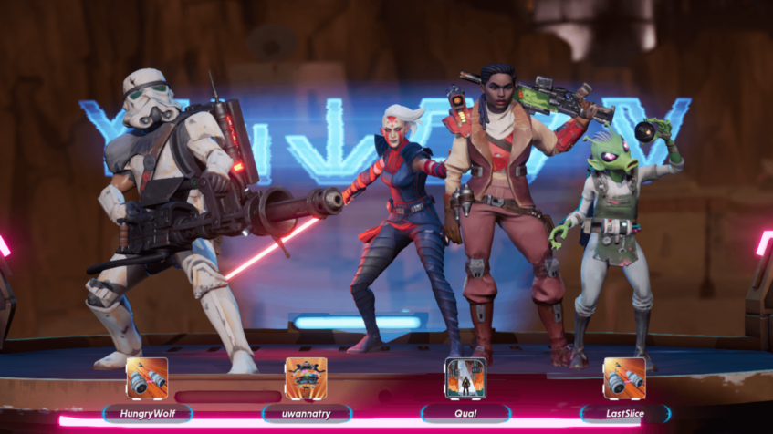 Star Wars: Hunters's victory poses.