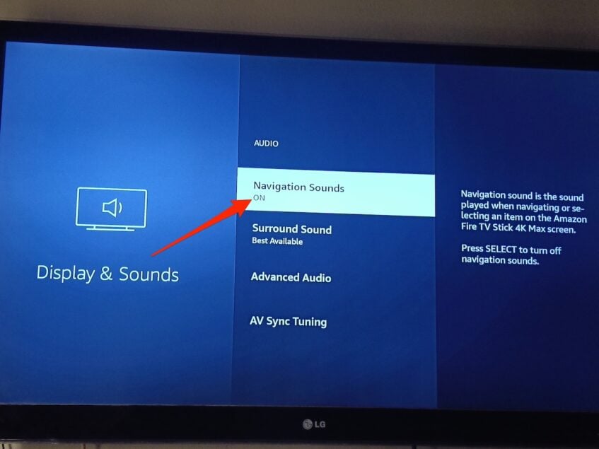 Turning off navigation sounds on Amazon Fire TV Stick