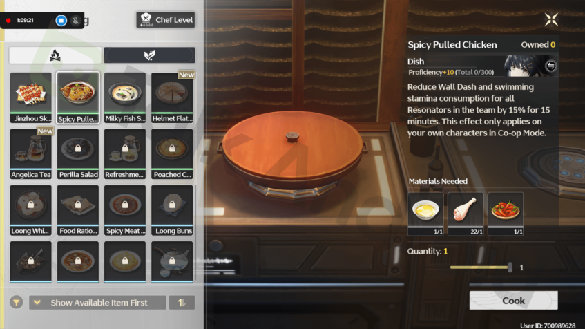 Copyrighted image of a Cooking recorded in Wuthering Waves.