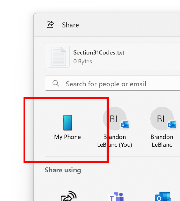 Windows Enhances File Sharing; Adds Your Phone To Share Menu 5