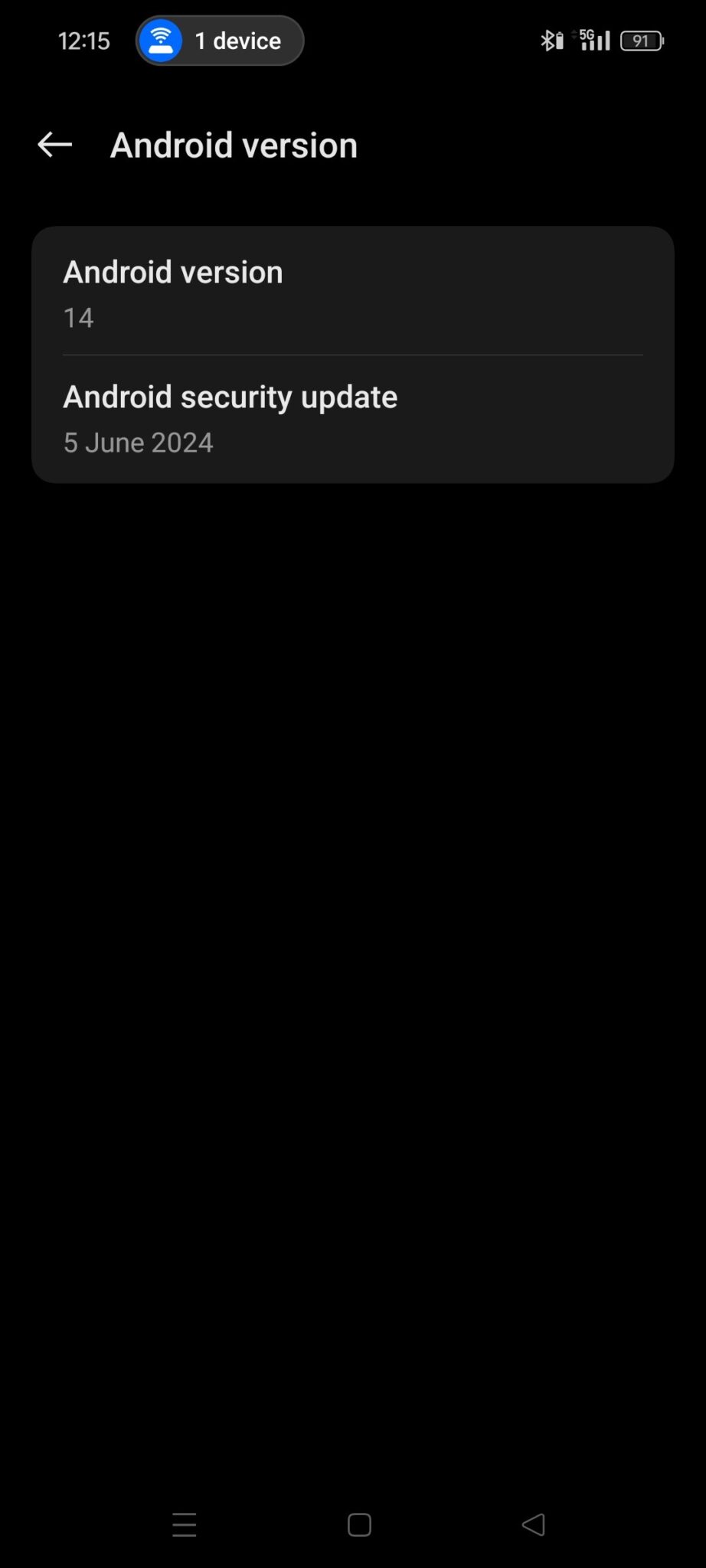 Android version menu on Android