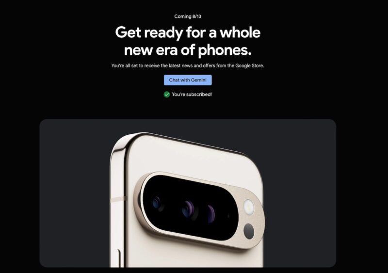 Pixel 9 Pro release subscription webpage on Pixel Store
