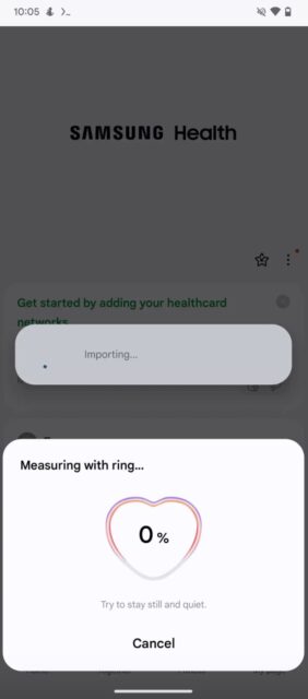 Samsung Health app calculating stress level